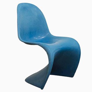 Blauer Stapeling Chair der 1. Auflage von Verner Panton für Herman Miller, 1965