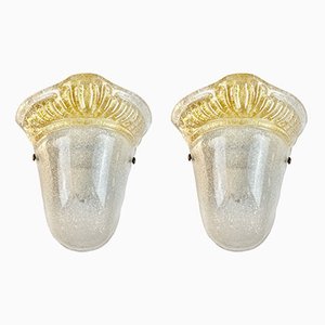 Lámparas de pared de cristal de Murano, años 80. Juego de 2