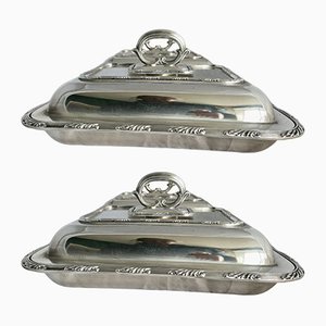 Edwardian Silver Plated Entree Dishes by Hukin and Heath, 1890s, Set of 2