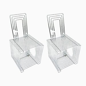 Chrome-Plated Wire Chairs by Verner Panton for Fritz Hansen, Denmark, 1971, Set of 2