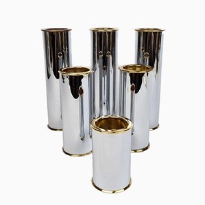 Swedish Modern Candelholders in Brass and Steel from Englesson, Sweden, 1970s, Set of 6
