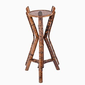 Italian Tiger Bamboo Tripod Pedestal or Plant Stand, Italy, 1950s