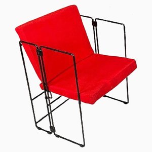 Italian Modern Foldable Red Armchairs by Jolly Cappai Mainardis for Alfeo, 1980s