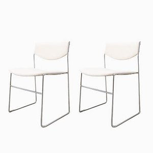 Italian Steel & Upholstery Side Chairs, 1960s, Set of 2