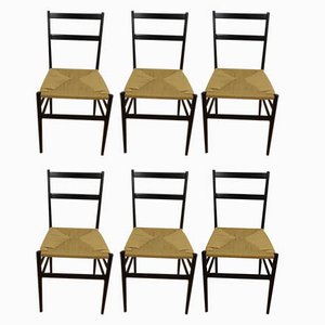 Superleggera Dining Chairs attributed to Gio Ponti for Cassina, Set of 6
