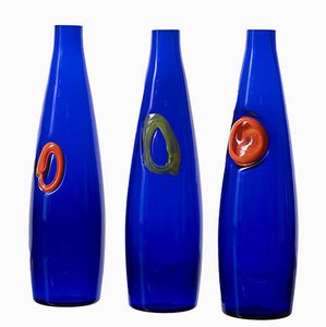 Glass Bottle Vases, 1970s, Set of 3