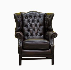 Poltrona Chesterfield Wingback vintage in pelle
