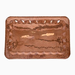 Large Mid-Century Rectangular Serving Tray in Copper, 1960s