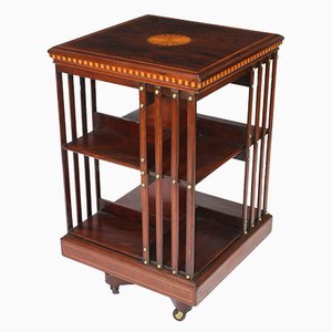 Antique Edwardian Revolving Bookcase in Flame Mahogany, 1900s