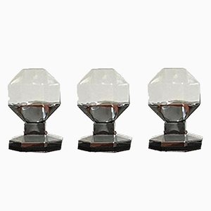Vintage German Space Age Chrome & Glass Lamps by Motoko Ishii for Staff, Set of 3