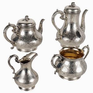 Tea and Coffee Service in Silver from Martin Hall & Co., Set of 4