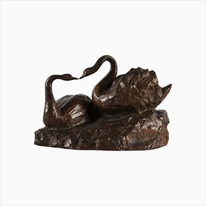 William Zadig, pareja de cisnes, 1930-1950, bronce