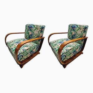 Art Deco Armchairs with Curved Armrests from Thonet, Set of 2