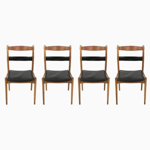 Scandinavian Remus Chairs in Leather by Yngve Ekström for Swedese, 1960s, Set of 4