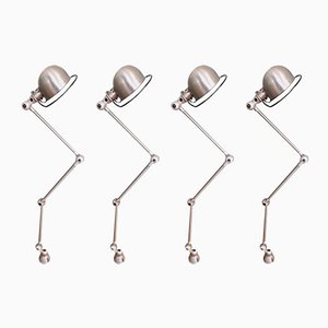 Vintage Lamps in Brushed Steel by Jean-Louis Domecq for Jieldé, Set of 4
