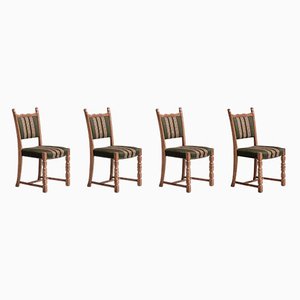 Mid-Century Danish Oak Dining Chairs attributed to Henning Kjaernulf, Set of 4