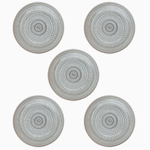 Platos serie Kastehelmi finlandeses vintage de vidrio de Oiva Toikka para Iittala. Juego de 5