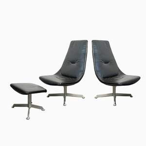 Danish Modern Swivel Chairs, Set of 3