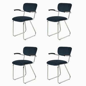 Chaises Circle Vintage en Chrome avec Structure Tubulaire de Ahrend, Set de 4