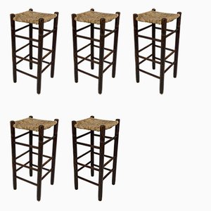 Vintage French Bar Stools by Charlotte Perriand, 1940s, Set of 5