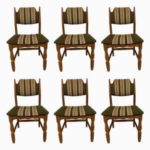 Razorblade Chairs in Oak attributed to Henning Kjærnulf, Set of 6