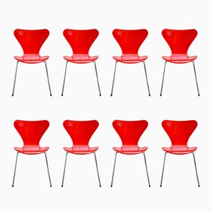 Series 7 Model 3107 Stackable Chairs by Arne Jacobsen for Fritz Hansen, 1990s, Set of 8