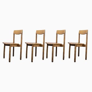 French Oak Dining Chairs by Pierre Gautier-Delaye, 1950s, Set of 4