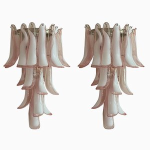 Lampade da parete in vetro di Murano rosa di Mazzega, set di 2