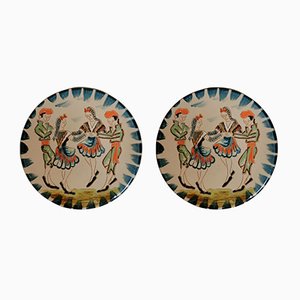 Mid-Century Spanish Ceramic Wall Plates with Dancers by Puigdemont, 1960s, Set of 2