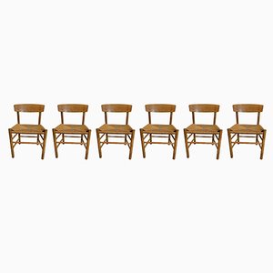 Shaker Dining Chairs in Oak and Paper Cord by Boge Mogensen, 1950s, Set of 6