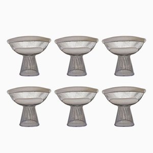 Sillas Warren Platners de tela de lana beige de Knoll Inc. / Knoll International. Juego de 6