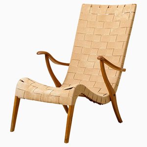 Scandinavian Modern Woven Lounge Chair by Axel Larsson for Bodafors, 1930s