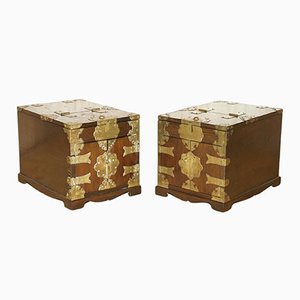 Chinese Table Top Vanity Boxes with Folding Mirrors, 1900s, Set of 2