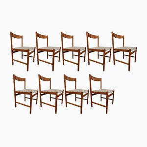 Chaises et Tabouret en Chêne de Vanda Watervliet, Belgique, 1960s, Set de 9