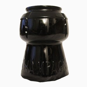 Black Champaign Bucket Glass Champagne Cork Wine Bucket, 1970s