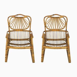 Set of Vintage Bamboo Armchairs, 1960s