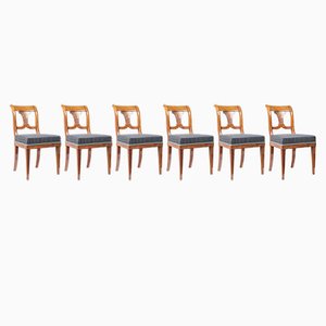 Biedermeier Chairs in Walnut, France, 1815, Set of 6