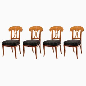 Biedermeier Chairs in Walnut, Set of 4