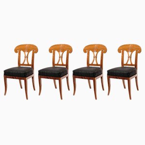 Chaises Biedermeier en Noyer, Set de 4