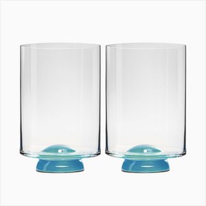 Vasos de agua en azul claro de Nason Moretti. Juego de 2