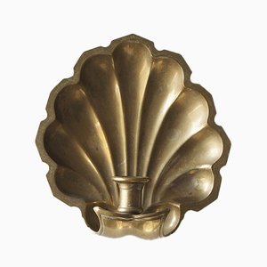 Mid-Century Brass Shell Candleholders