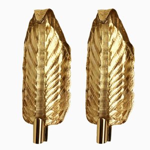 Gold Leaf Murano Glass Wall Sconces by Simoeng, Set of 2