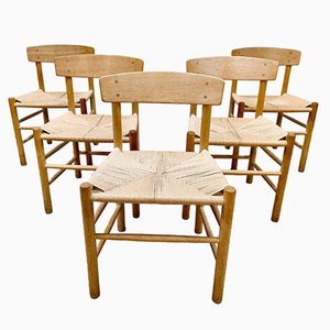 Vintage Danish Oak Dining Chairs J39 by Børge Mogensen, 1990s, Set of 5