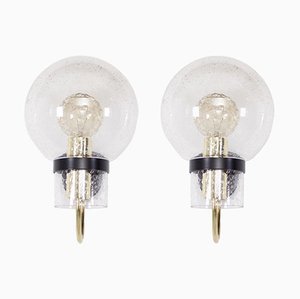 Wall Lights with Glass Globes, 1970s, Set of 2