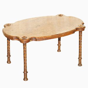 Antique Hand-Carved Burr Walnut Coffee Table, 1880