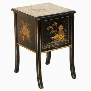 Chinese Victorian Lacquered Sewing Table, 1880s