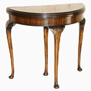 Hardwood Console Games Demi Lune Card Table, 1880s