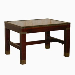 Tavolino da caffè vintage a scacchiera in legno di noce e legno duro