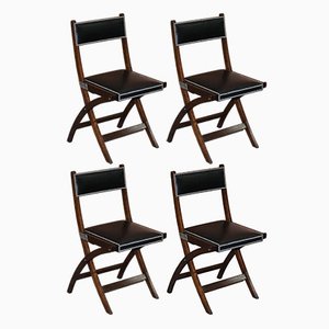 Military Campaign Dining Chairs in Leather by Kennedy for Harrods London, Set of 4