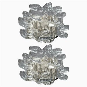 Lyra Pattern Ice Glass Sconces from Kalmar, Set of 2